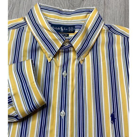 Ralph Lauren Classic‎ Fit Striped Shirt Men XXL Long Sleeve Button Down Casual - Picture 1 of 12